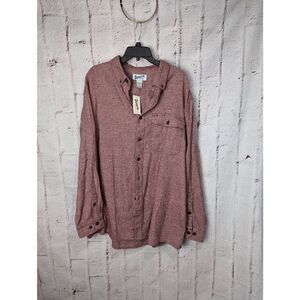 Duluth Trading Company Relaxed Fit Heather Red Flannel Button up Shirt Men's Siz